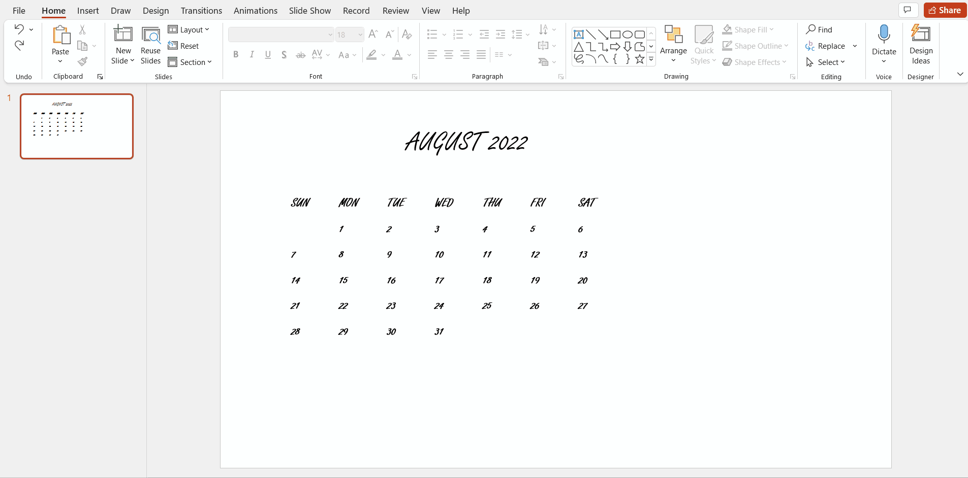 How to Make a Calendar in PowerPoint -12