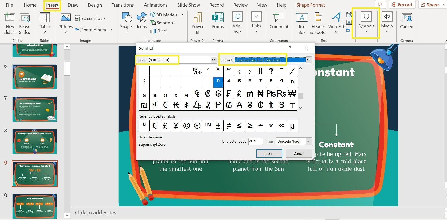 How to Add Superscript and Subscript in PowerPoint -2