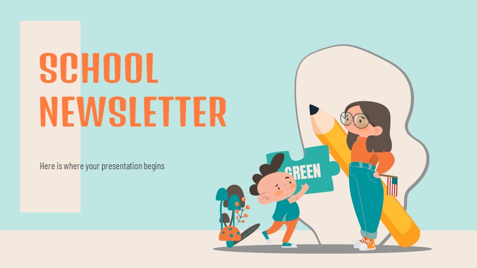 Free School Newsletter PowerPoint Template & Google Slides Theme
